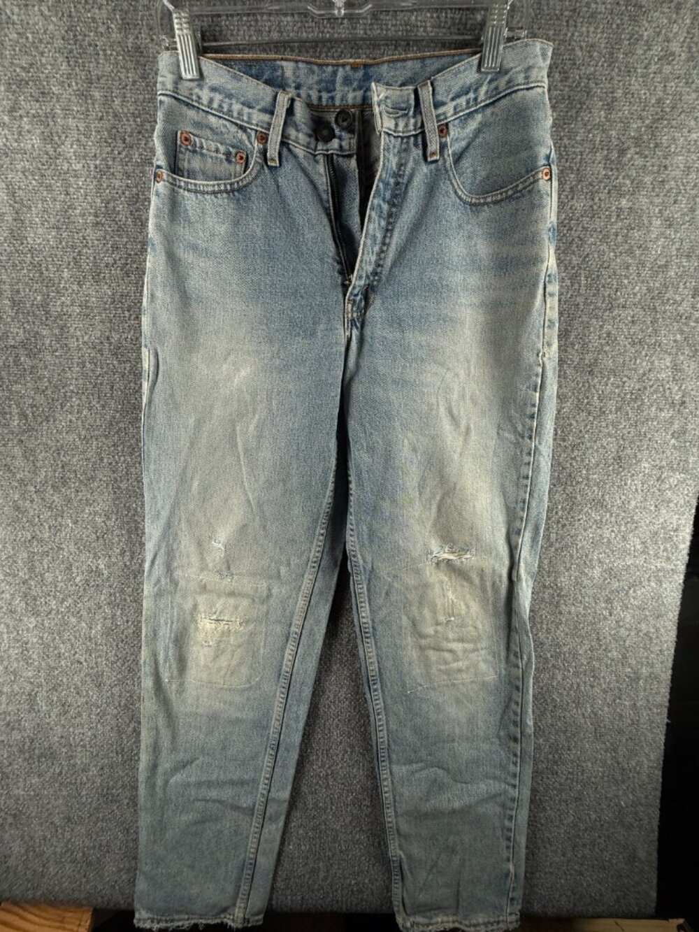 VTG Levis 626 Orange Tab Jeans Light Wash Distress Mom 1996 Bad Zipper 28.5x31 *